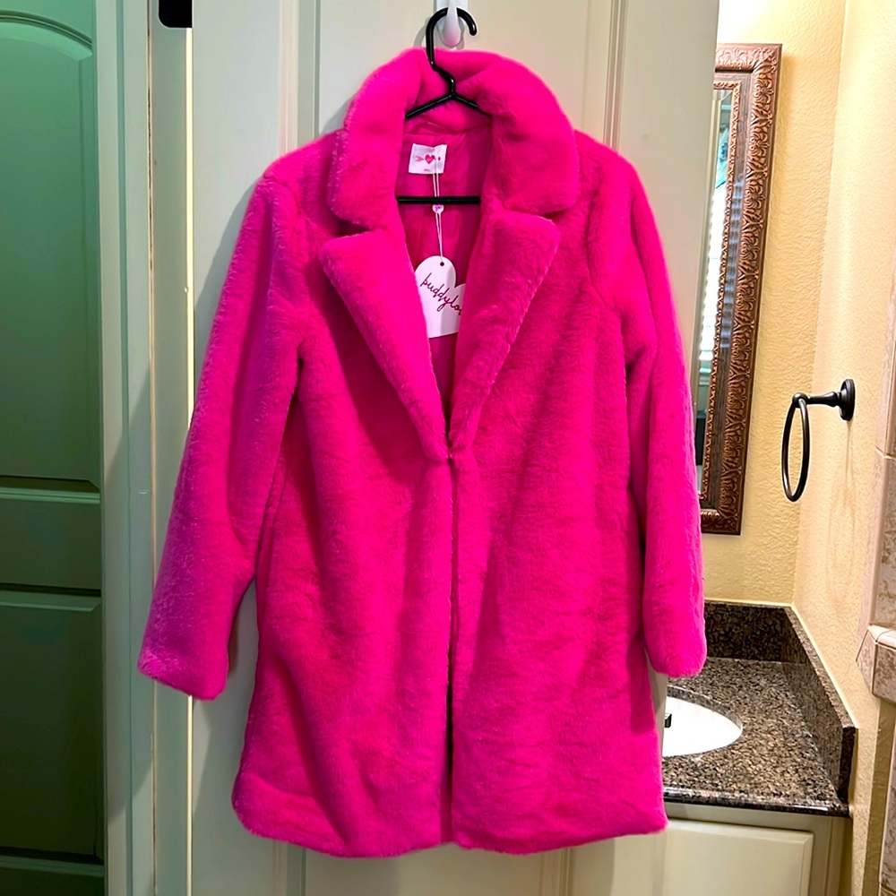 NWT HOT PINK FAUX FUR JACKET